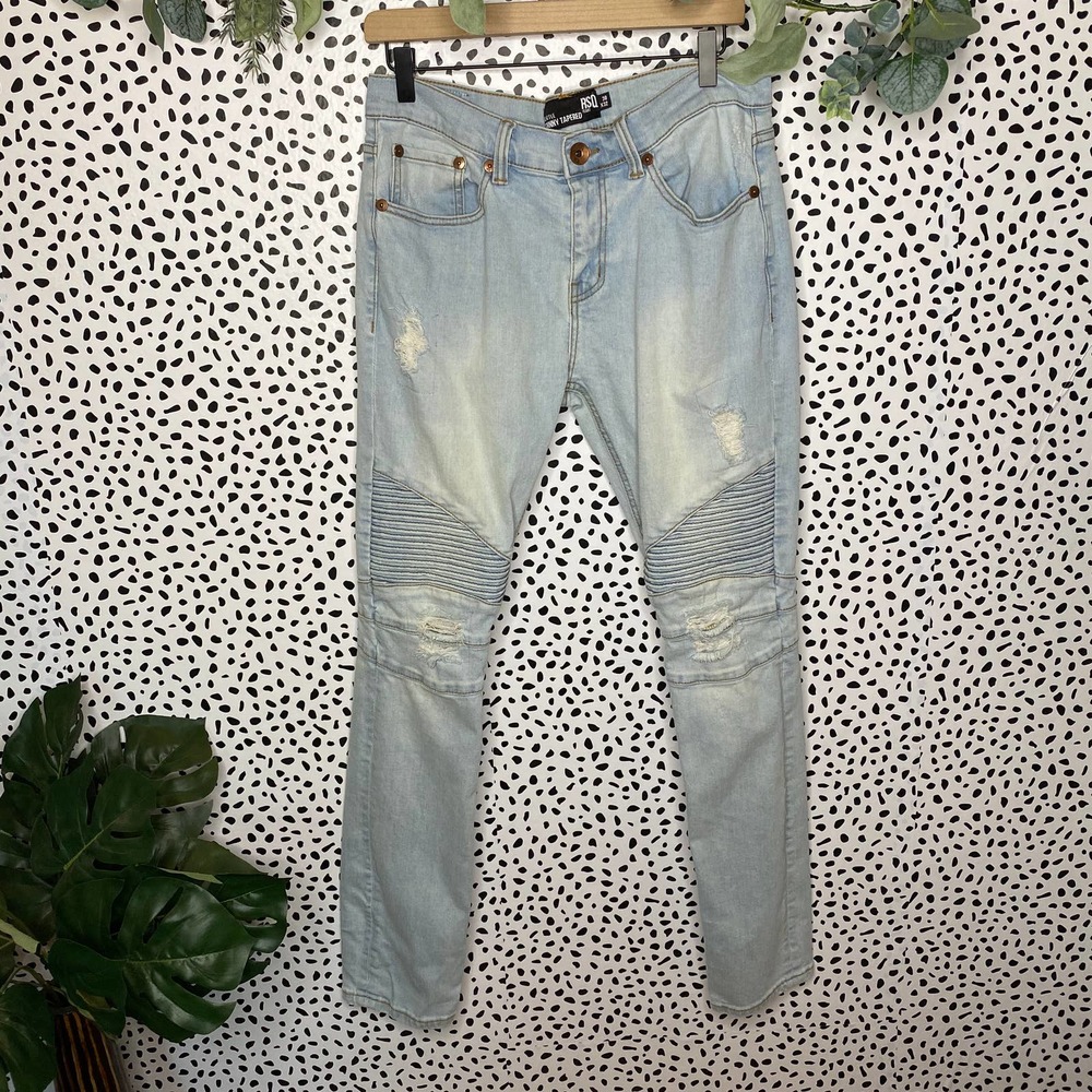 🌙RSQ Light wash Seattle skinny tapered moto jeans